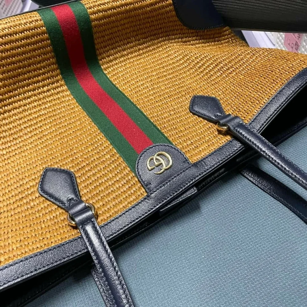 100% Authentic Gucci Raffia Ophidia Tote Bag 999-101924 - Picture 5 of 14
